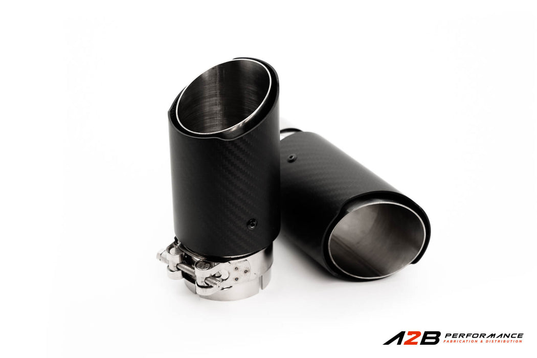 Exhaust Tips | Single Mat Carbon Angle Cut 3"ID 4''OUT