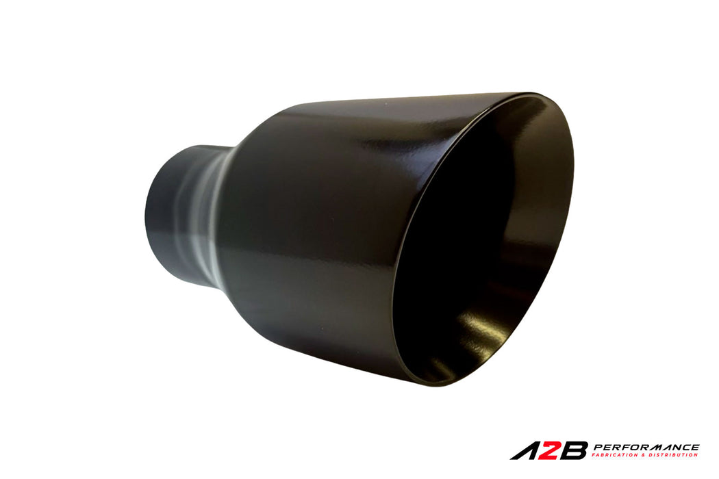Exhaust Tips | Single Angle Cut Black Coated Dual Wall 2.5''ID 4''OUT