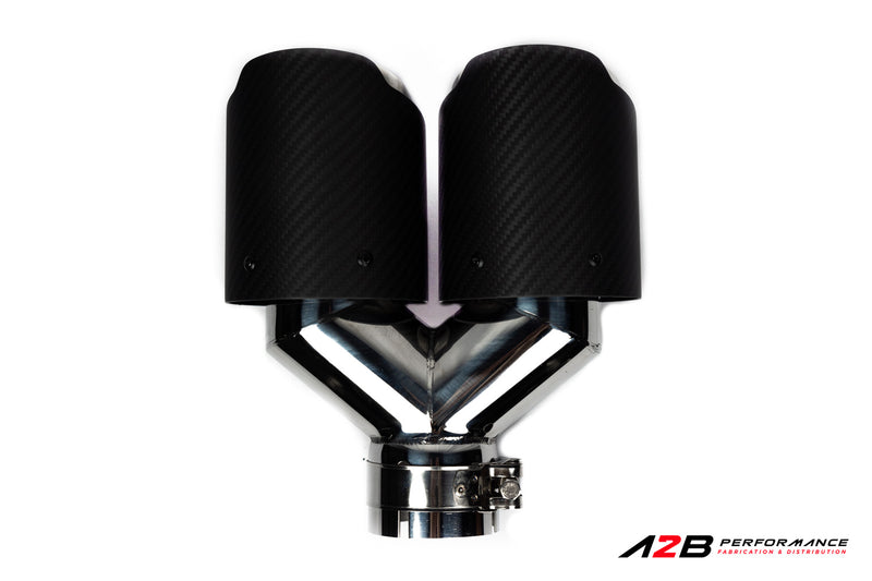 Exhaust Tips | Double Mat Carbon Angle Cut 2.5"ID 2x 4''OUT