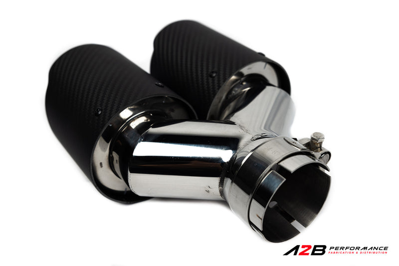 Exhaust Tips | Double Mat Carbon Angle Cut 2.5"ID 2x 4''OUT
