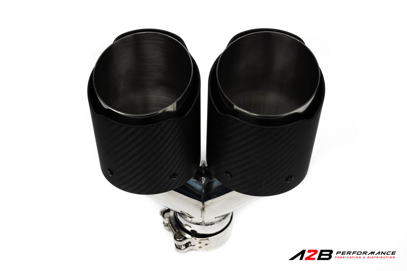 Exhaust Tips | Double Mat Carbon Angle Cut 2.5"ID 2x 4''OUT
