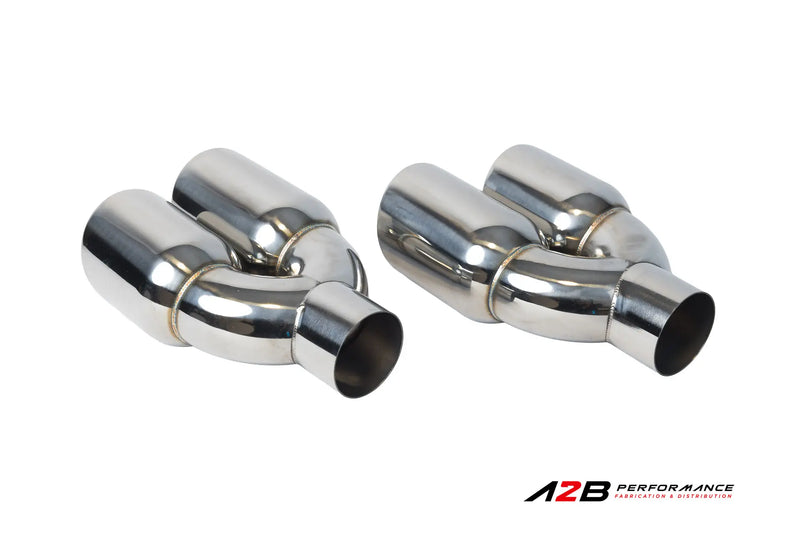 Exhaust Tips | Double Chrome Dual Wall STAGGERED Angle Cut 3"ID 2x3.5''OUT