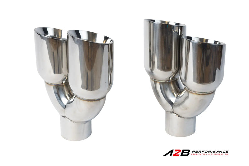 Exhaust Tips | Double Chrome Dual Wall STAGGERED Angle Cut 3"ID 2x3.5''OUT