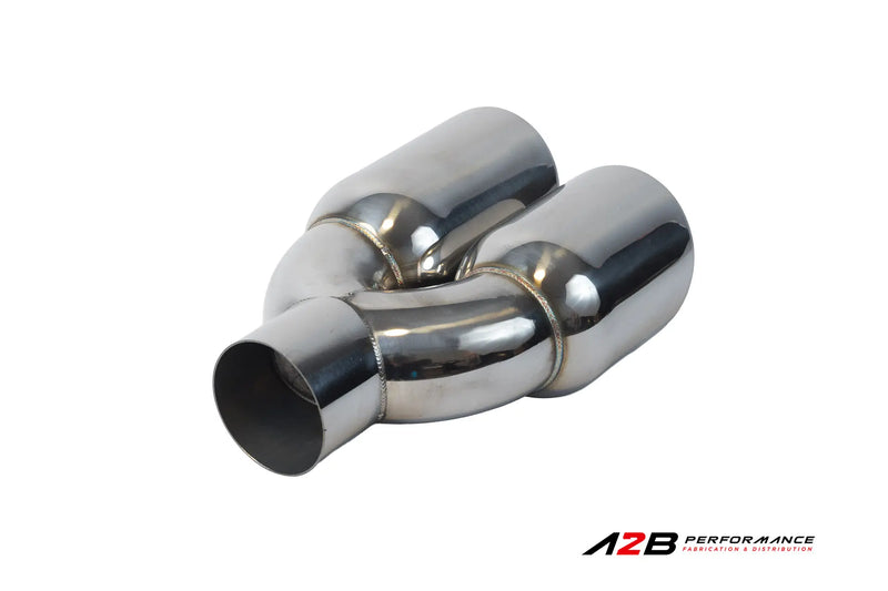 Exhaust Tips | Double Chrome Dual Wall STAGGERED Angle Cut 3"ID 2x3.5''OUT