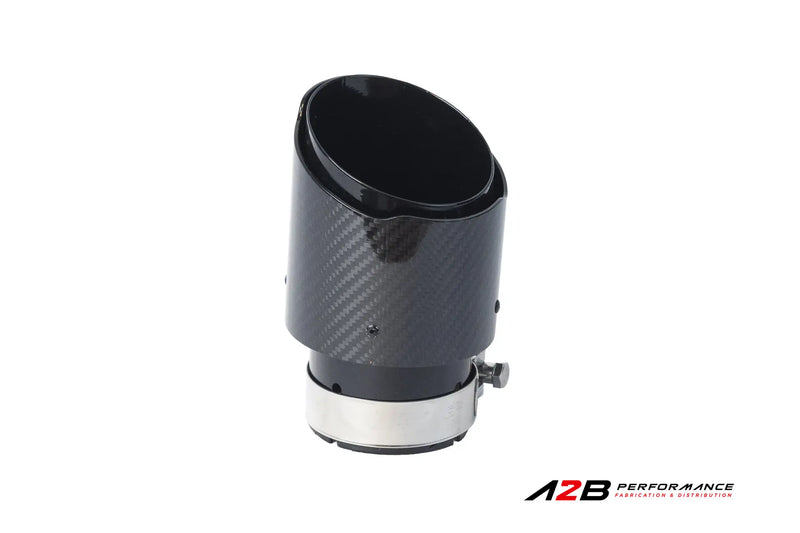 Exhaust Tips | Single Classic Carbon Clear Angle Cut 2.5"ID 4''OUT