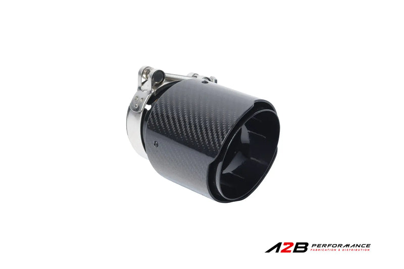 Exhaust Tips | Single Classic Carbon Clear Angle Cut 3"ID 4''OUT