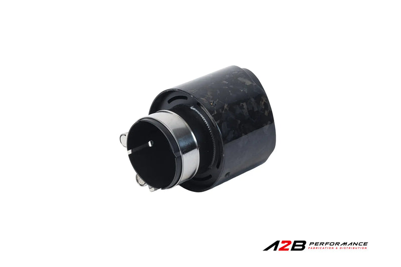 Exhaust Tips | Single Forged Carbon Clear Angle Cut 3"ID 4''OUT