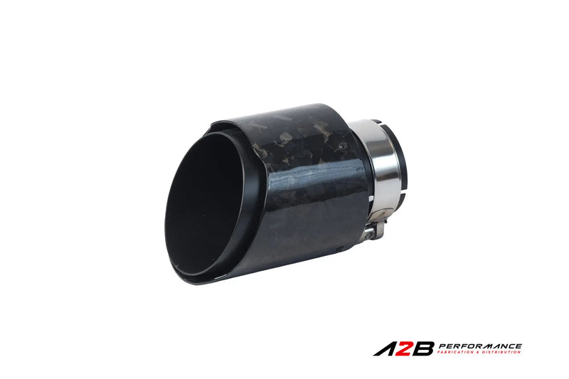 Exhaust Tips | Single Forged Carbon Clear Angle Cut 3"ID 4''OUT