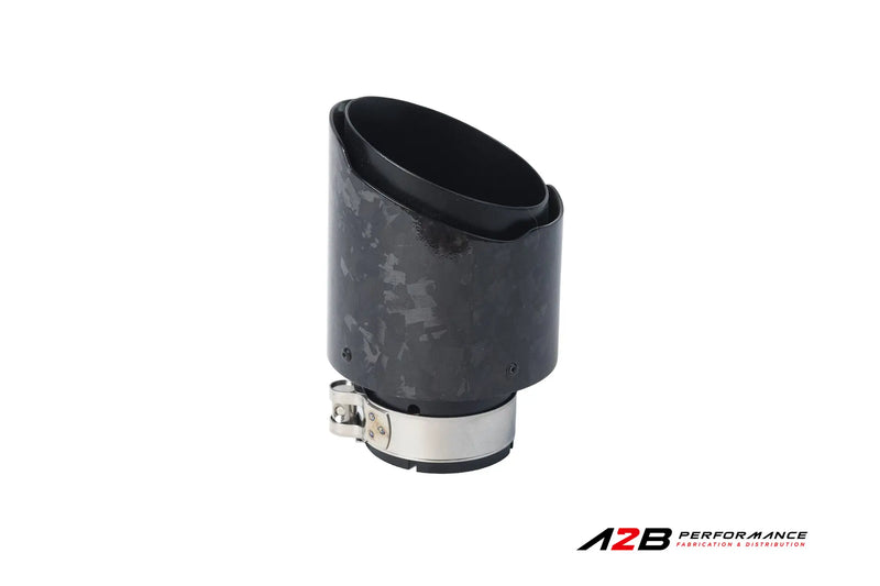 Exhaust Tips | Single Forged Carbon Clear Angle Cut 3"ID 4''OUT