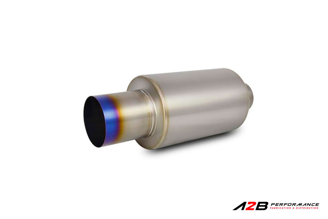 Titanium Universal mufflers with tip - 2.5" OD-Tip 4" | Blue TI finish on tip